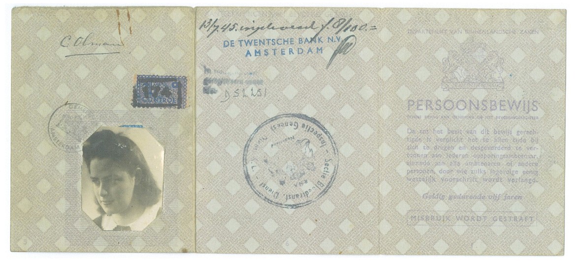 Holocaust survivor Carla Peperzak's ID in 1942. (Photo courtesy of the Holocaust Center for Humanity)