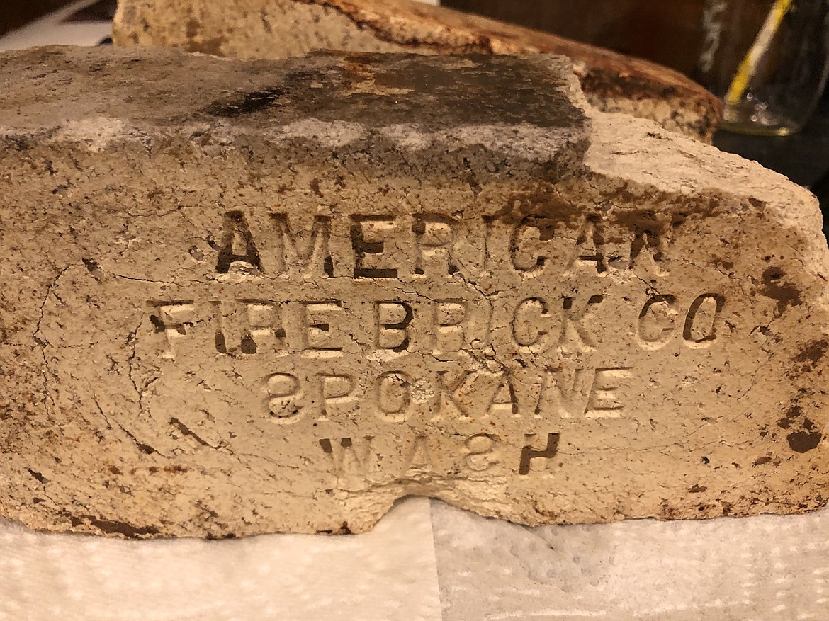 Among the artifacts were bricks from the American Firebrick Co. of Spokane, a business which opened just before the historic home was built in Coeur d&#146;Alene. Note the backward &#147;S&#148; in both Spokane and Wash.