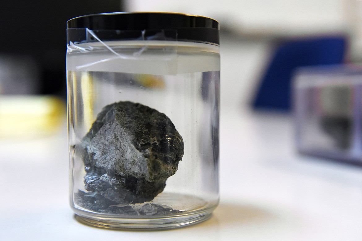 A chunk of asbestos-laden vermiculite is displayed on Cirian&#146;s desk in Libby.