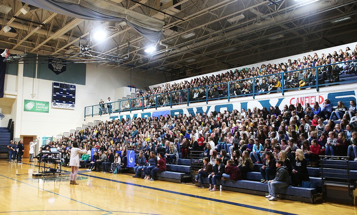 Coeur d'Alene School District middle-school girls attend an assembly on girl-against-girl bullying Wednesday in Lake City High School. The filmmakers of the documentary &quot;Finding Kind&quot; presented the film to the young ladies and encouraged them to break the &quot;mean girls&quot; phenomenon by practicing kindness. (LOREN BENOIT/Press)