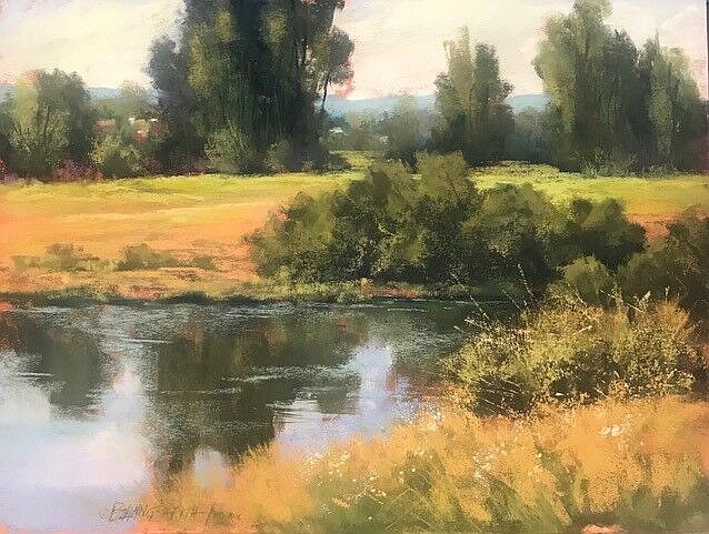 Reflections of Green by Bonnie Griffith - Pastel, 9 x 12