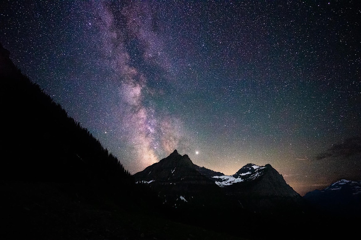 The Milky Way stands out above Logan Pass as seen from Going-to-the-Sun Road in Glacier National Park. (Daniel McKay/Whitefish Pilot)