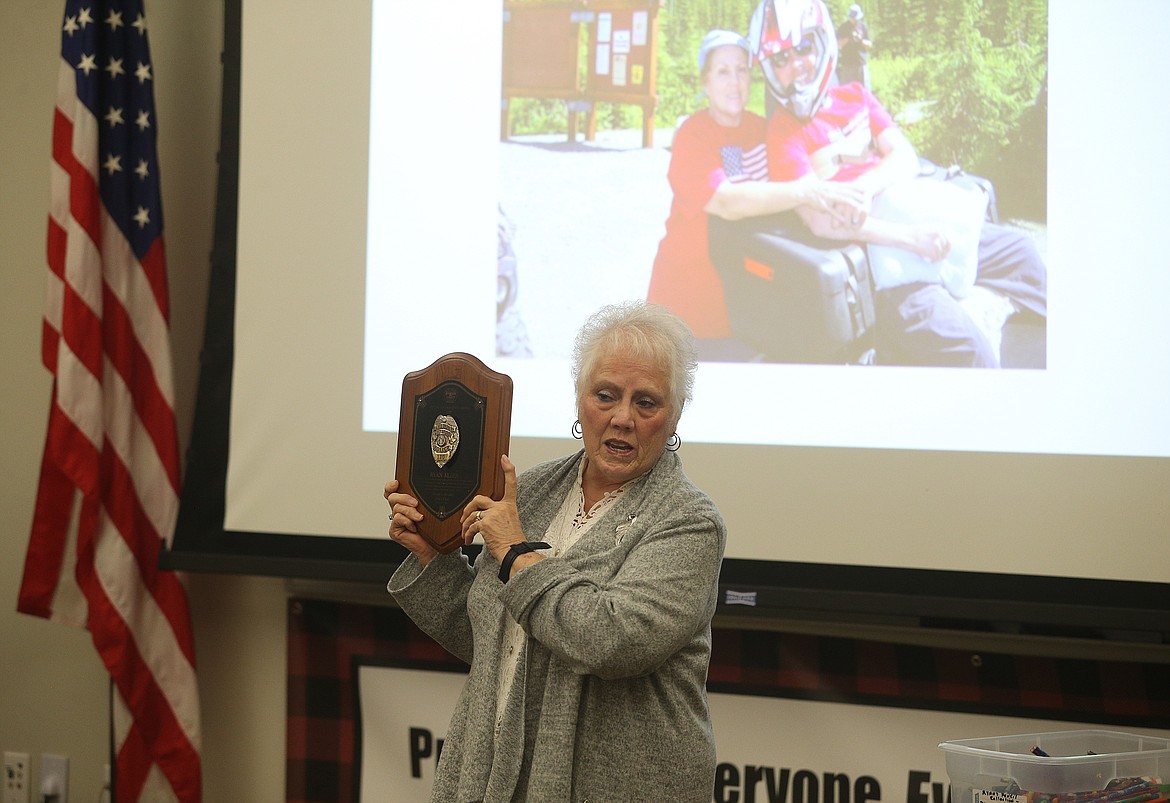 Patricia Allen, the mother of Ryan Allen who was killed at the age of 38 by a drunk driver, shares a story of her son being named an honorary police officer in Utah after he gave out more than 2,000 bicycle helmets to children. (LOREN BENOIT/Press)