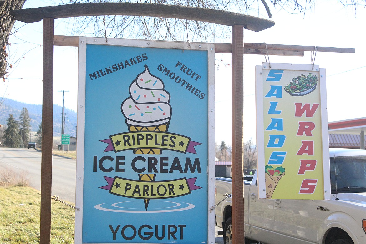 RIPPLES ICE Cream sign in Plains. (John Dowd/Clark Fork Valley Press)