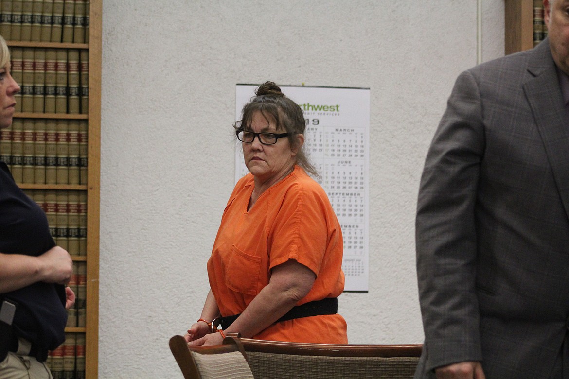 Accused killer Danielle Wood appeared in the Sanders County Courthouse Nov. 19 for a hearing that ended up being postponed until next month. Wood is charged with deliberate homicide in the May 3, 2018 shooting death of her then-boyfriend Matt LaFriniere. Her hearing was moved to Dec. 17. Her trial date is tentatively set for January 21, 2020. (John Dowd/Clark Fork Valley Press)