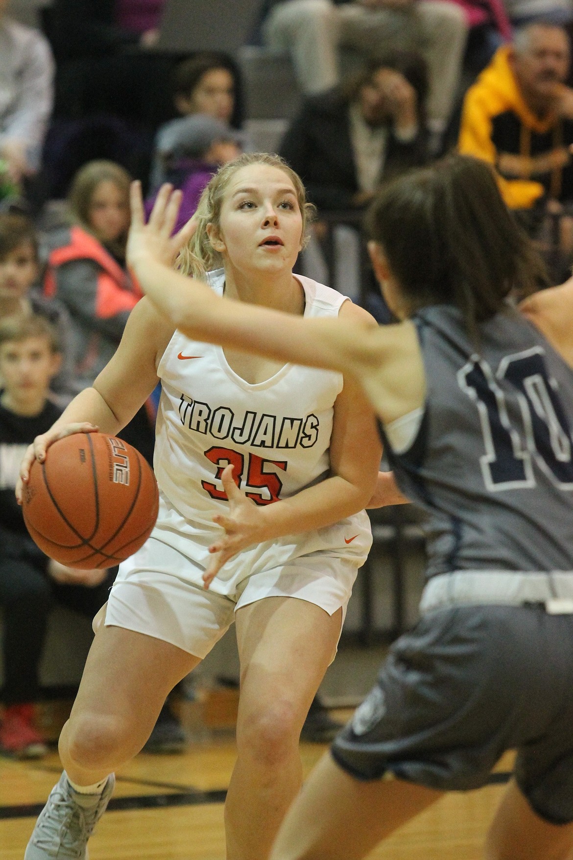 MARK NELKE/Press
Ali Carpenter (35) of Post Falls looks for her shot against Lucy Lynn (10) of Gonzaga Prep.
