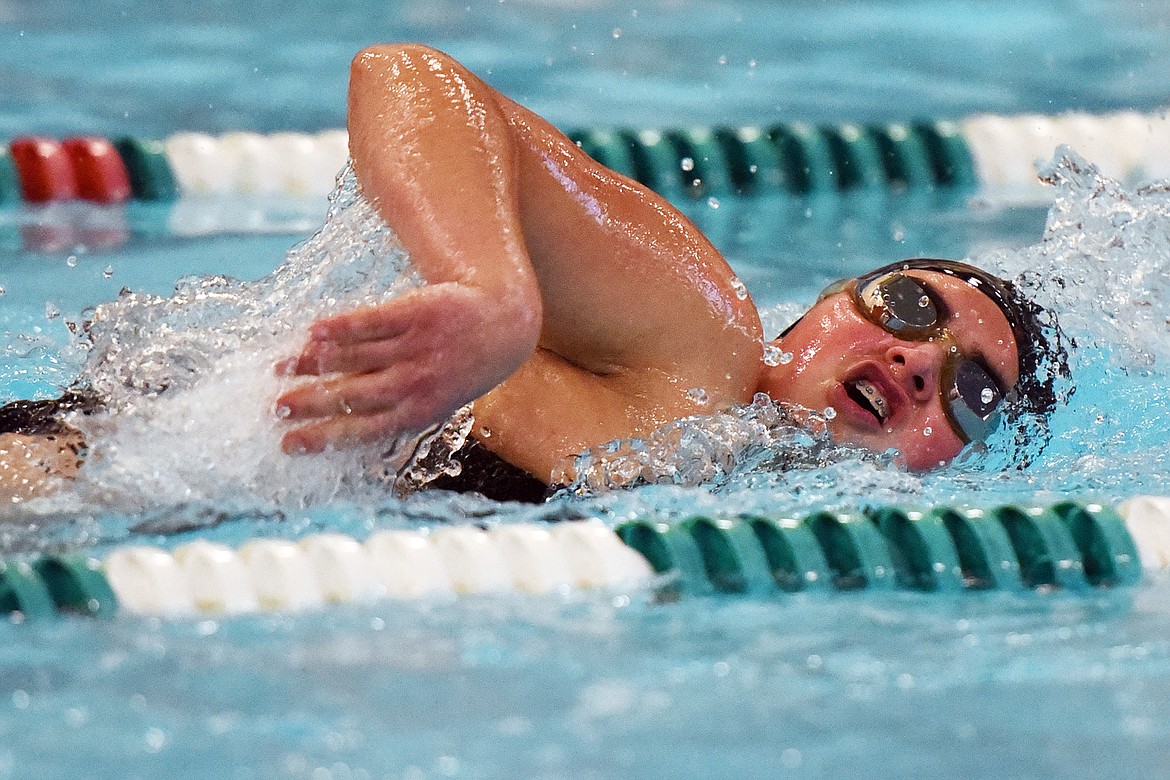 Bigfork's Soraya Brevik swims in the girls 200 yard freestyle at the Kalispell Invitational at The Summit on Saturday. (Casey Kreider/Daily Inter Lake)