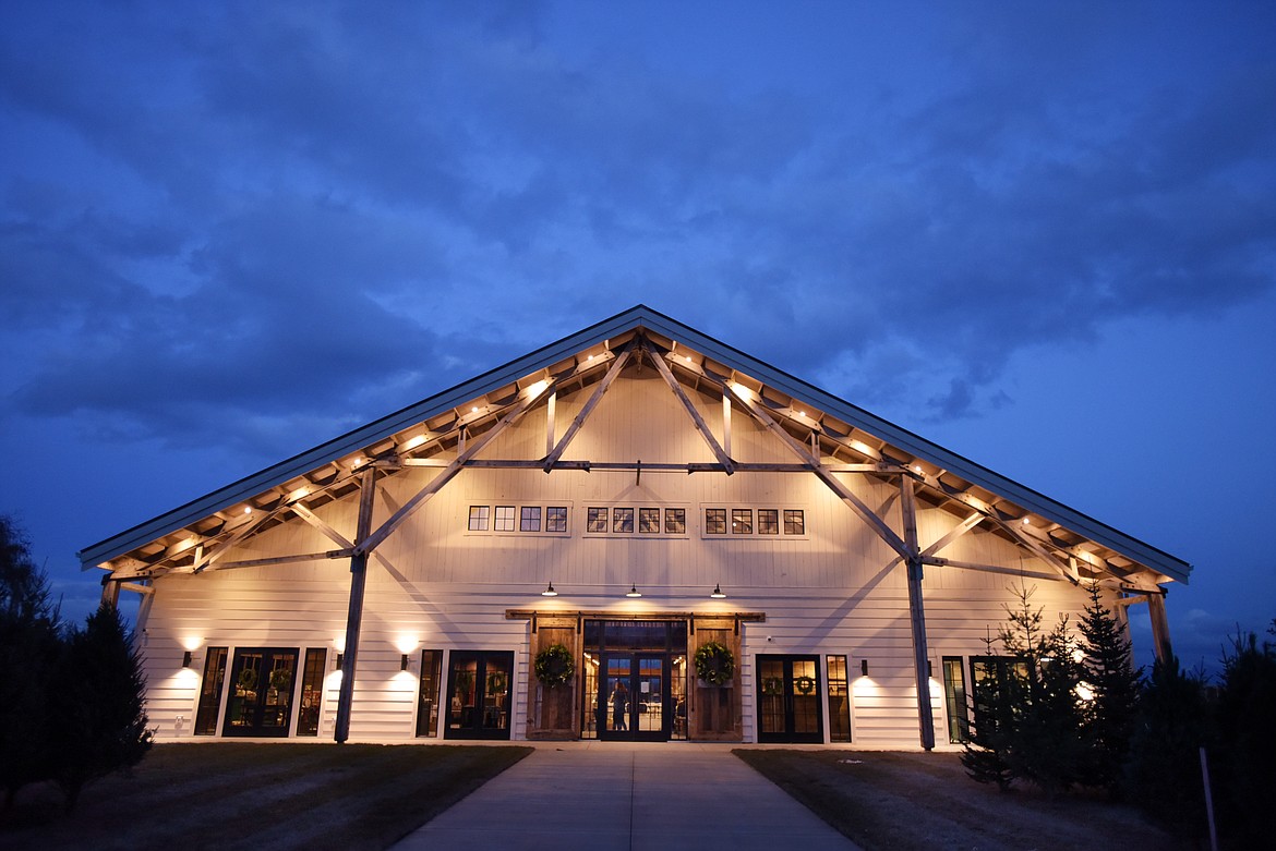 Exterior of Snowline Acres at sunset.