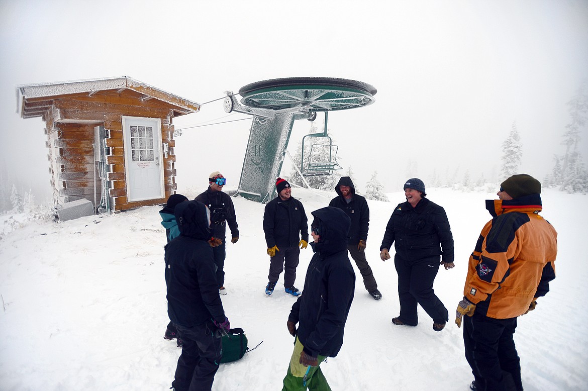 Blacktail Mountain Ski Patrollers gather before a ski lift evacuation practice at Blacktail Mountain Ski Area on Wednesday. (Casey Kreider/Daily Inter Lake)