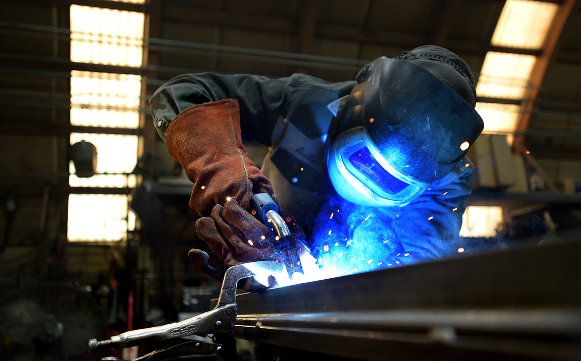 Austin Goddard welds frames as part of an order for Counter Assault at Currier&#146;s Certified Welding.