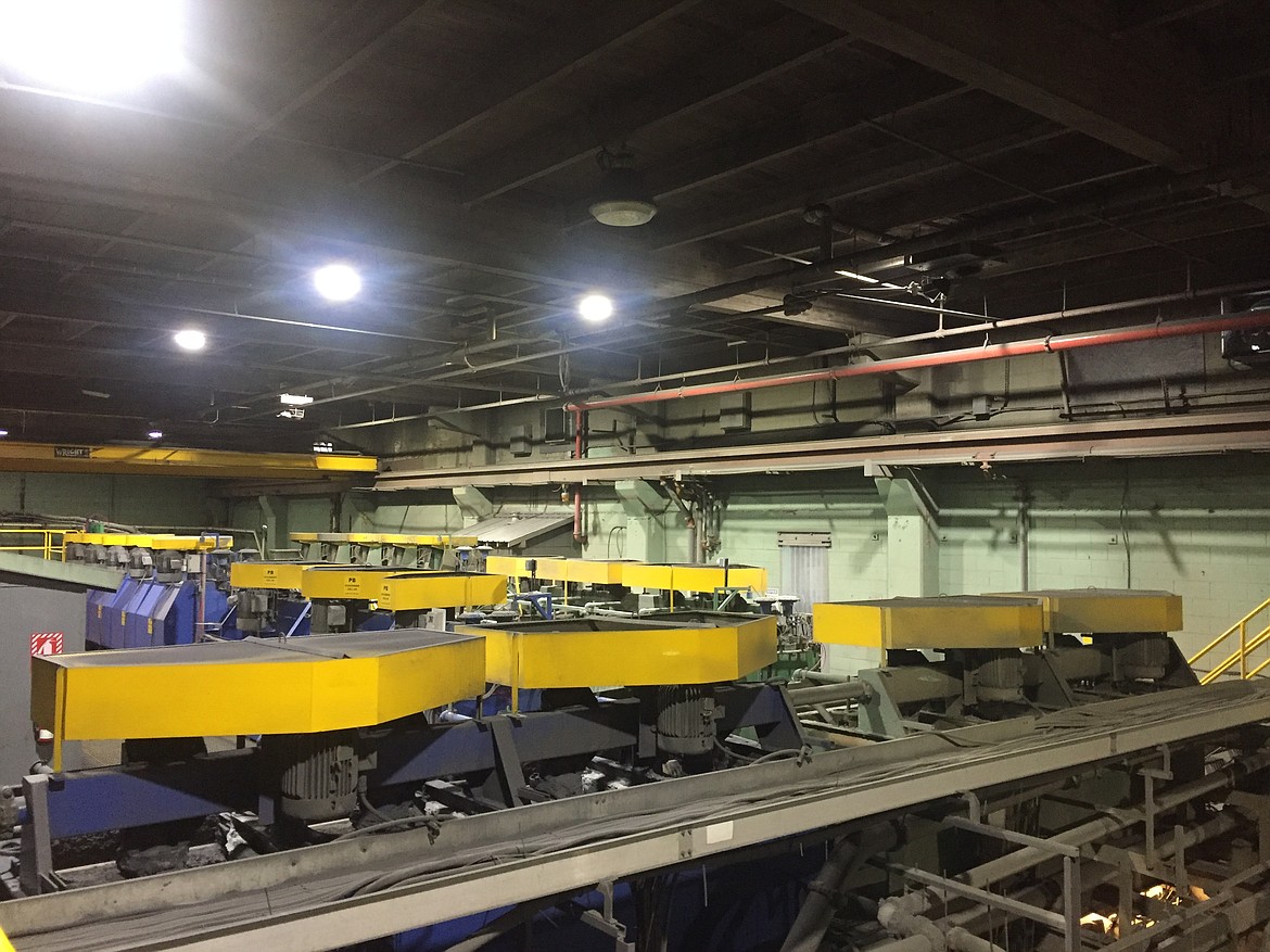 Banks of rougher, cleaner, and savenger cells wait to process ore in the Lucky Friday mill. (JENNIFER PASSARO/Press)