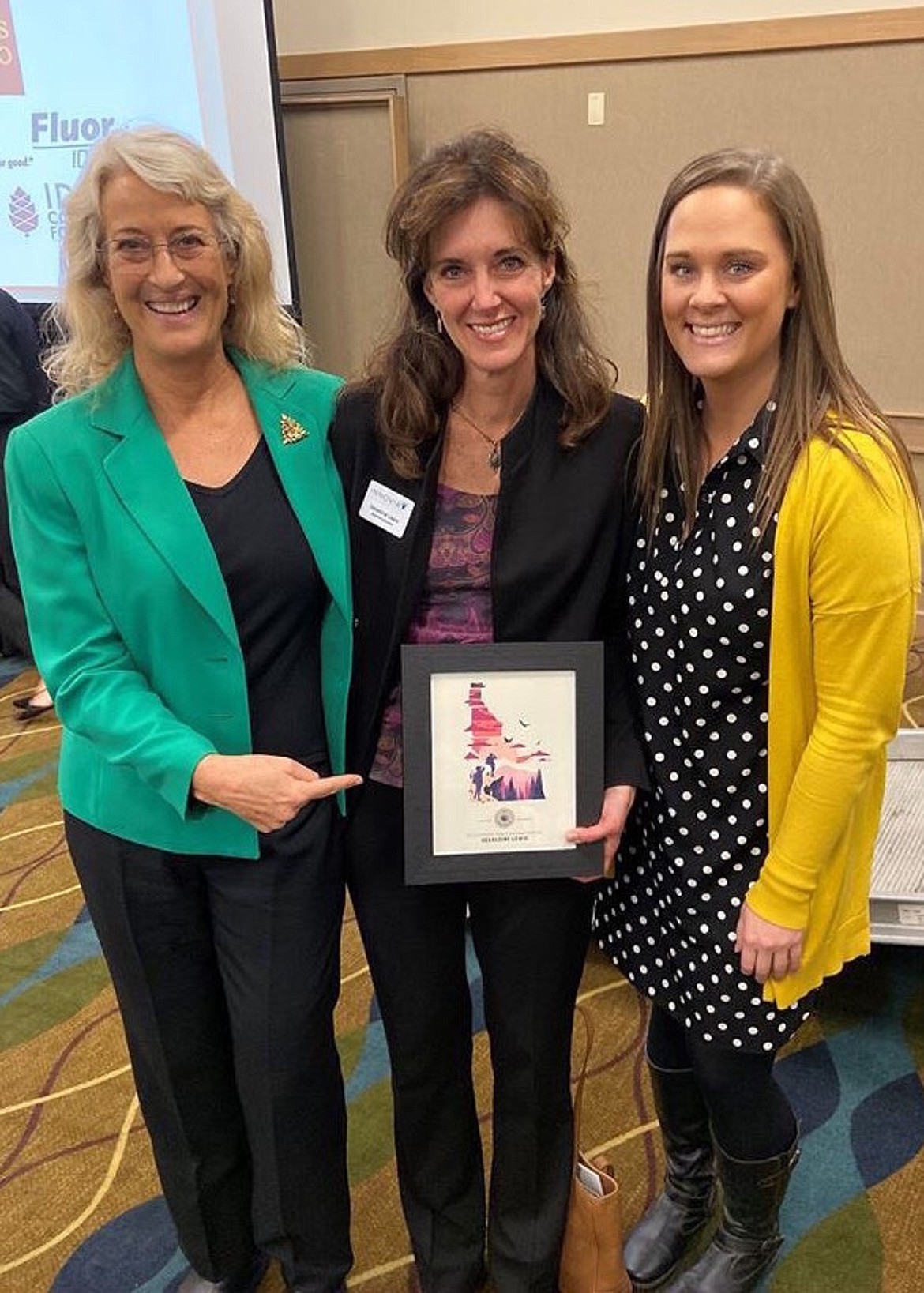 (Courtesy photo)
Geraldine Lewis, center, was honored as a 2019 outstanding adult philanthropist by the Idaho Nonprofit Center during its North Idaho Philanthropy Day event on Nov. 14.