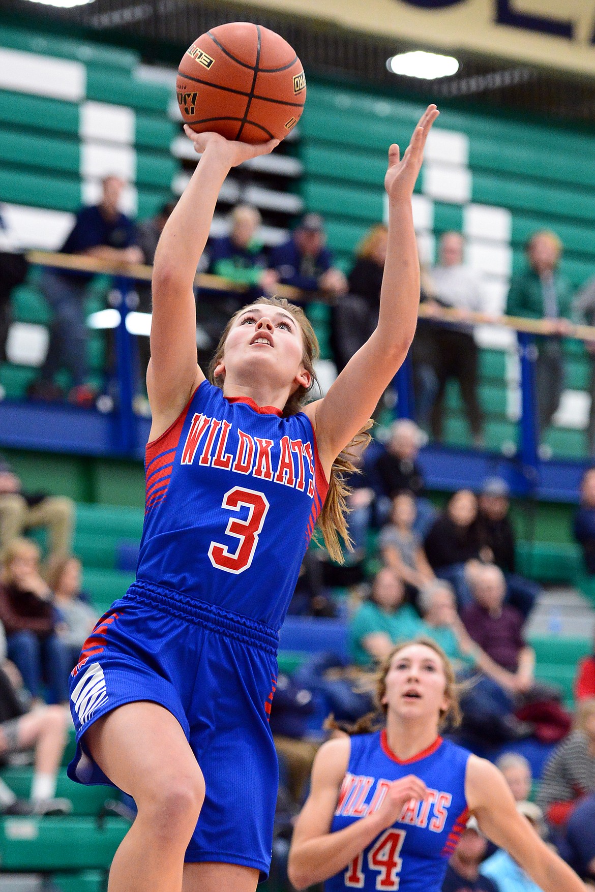 Columbia Falls' Maddie Robison heads to the hoop for a breakaway layup in the third quarter against Glacier at Glacier High School on Thursday. (Casey Kreider/Daily Inter Lake)