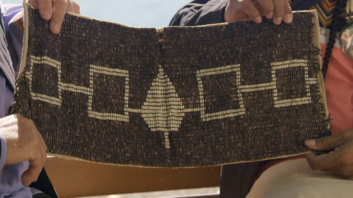 PBS
Iroquois wampum belts with symbols representing the five nations of the Iroquois Confederacy, the same design as on the Confederacy flag.