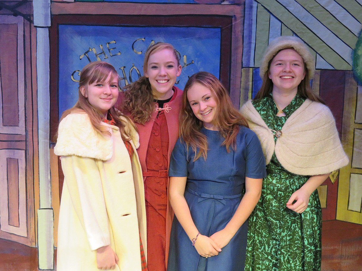 Bigfork Children&#146;s Playhouse Children&#146;s Theatre&#146;s The Bumpus Hounds: Erin Abbott, Hayley Carstensen, Macy Cotton and Brooklyn Kallenberger in &#147;A Christmas Story - The Musical.&#148;