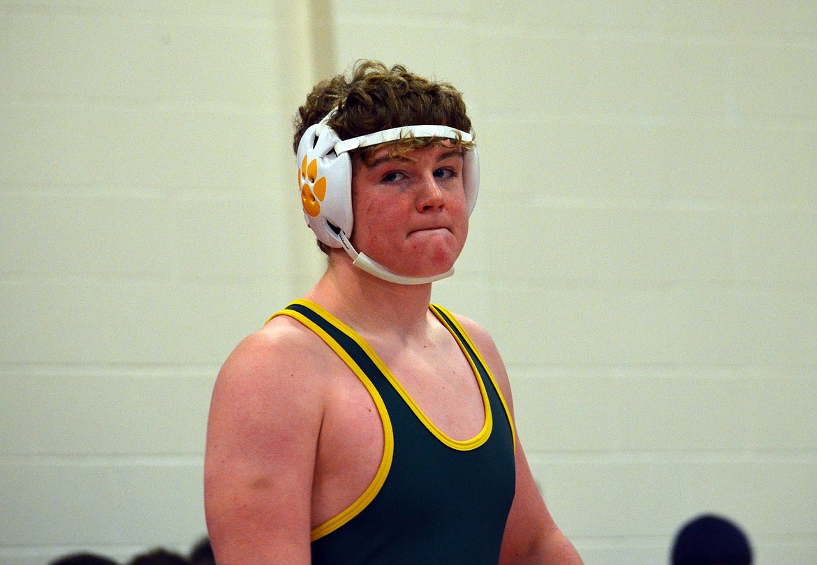 Kai Nash looks up from the mat at the Bob Kinney Classic. (Jordan Hansen/Missoulian)