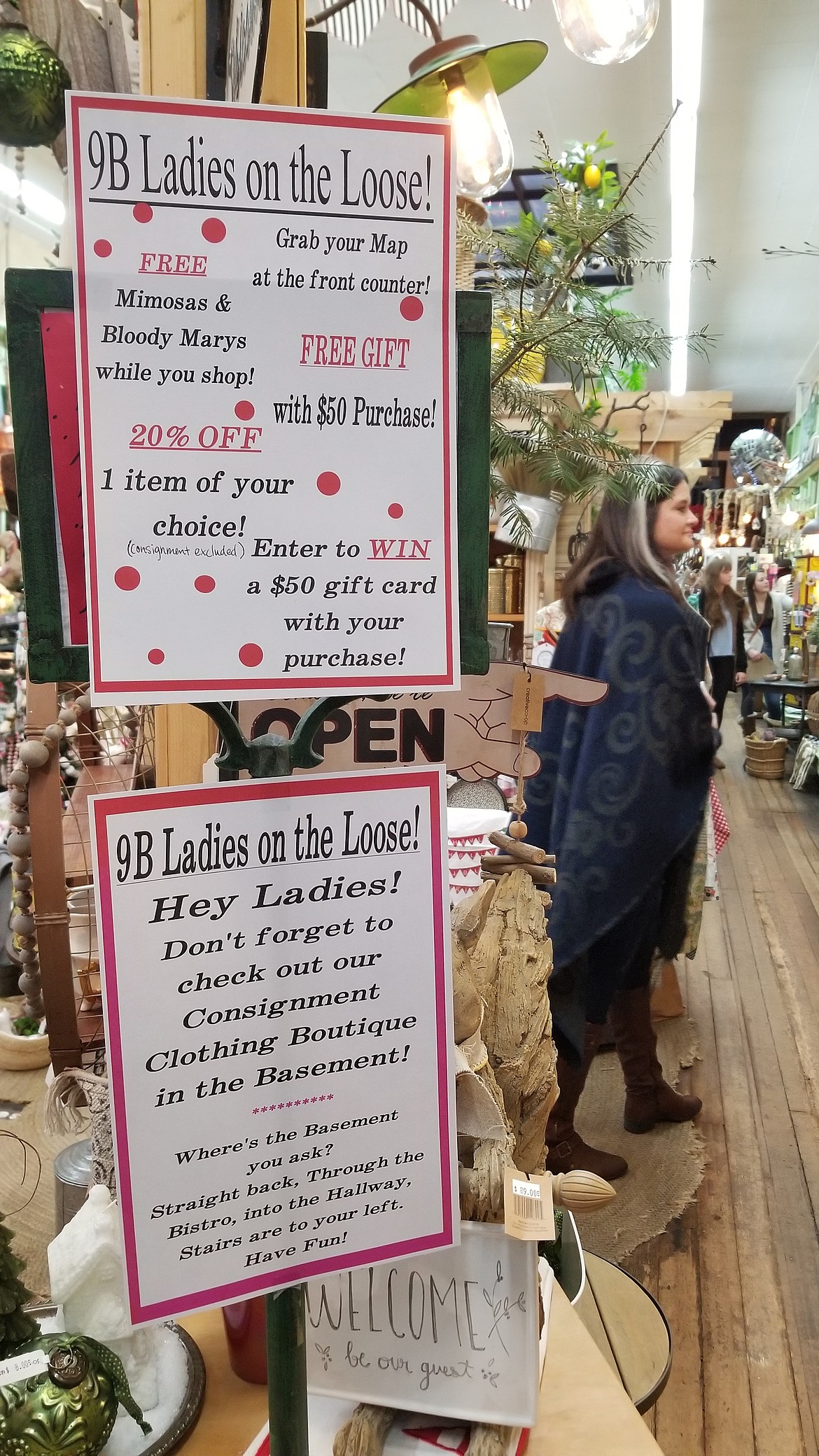 Businesses embraced the 9B Ladies on the Loose event by offering incentives for the shoppers, like these at Under the Sun.