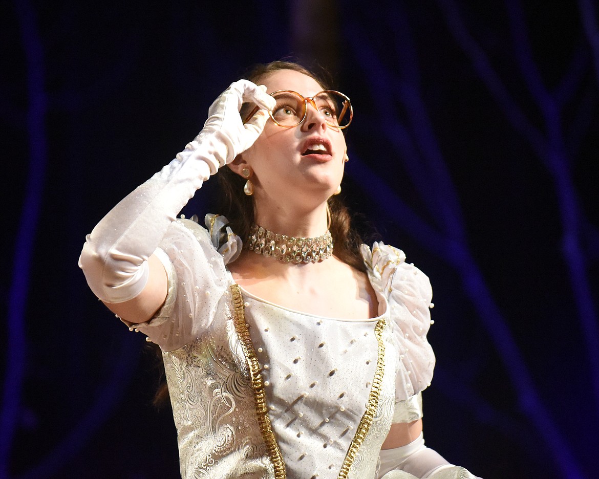 Cinderella (Sophie Sieh) gazes into the sky during a dress rehearsal of Whitefish Theater Company's &quot;Into the Woods.&quot; (Daniel McKay/Whitefish Pilot)