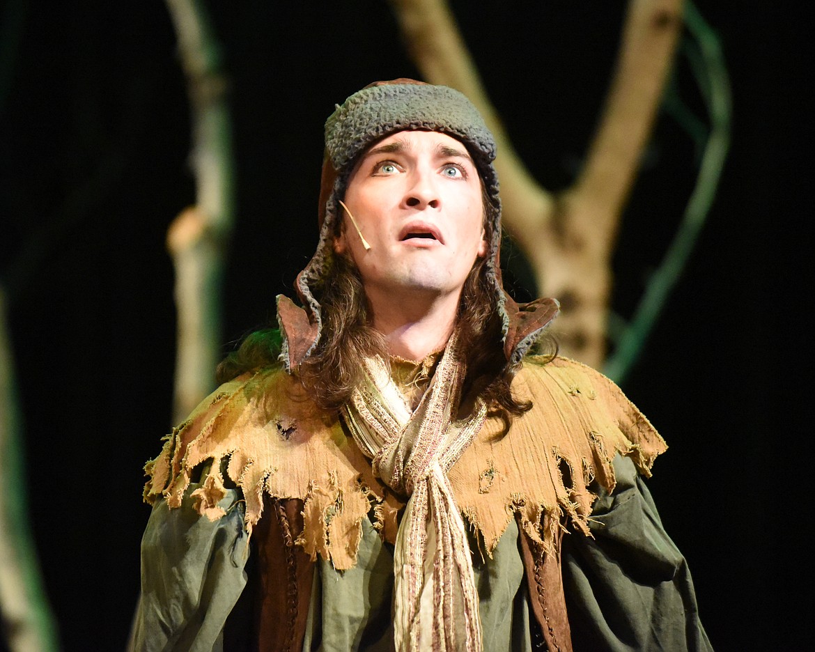 Jack (Solomon Franchi) laments selling his cow for some magic beans during a dress rehearsal of Whitefish Theater Company&#146;s &#147;Into the Woods.&#148; (Daniel McKay/Whitefish Pilot)