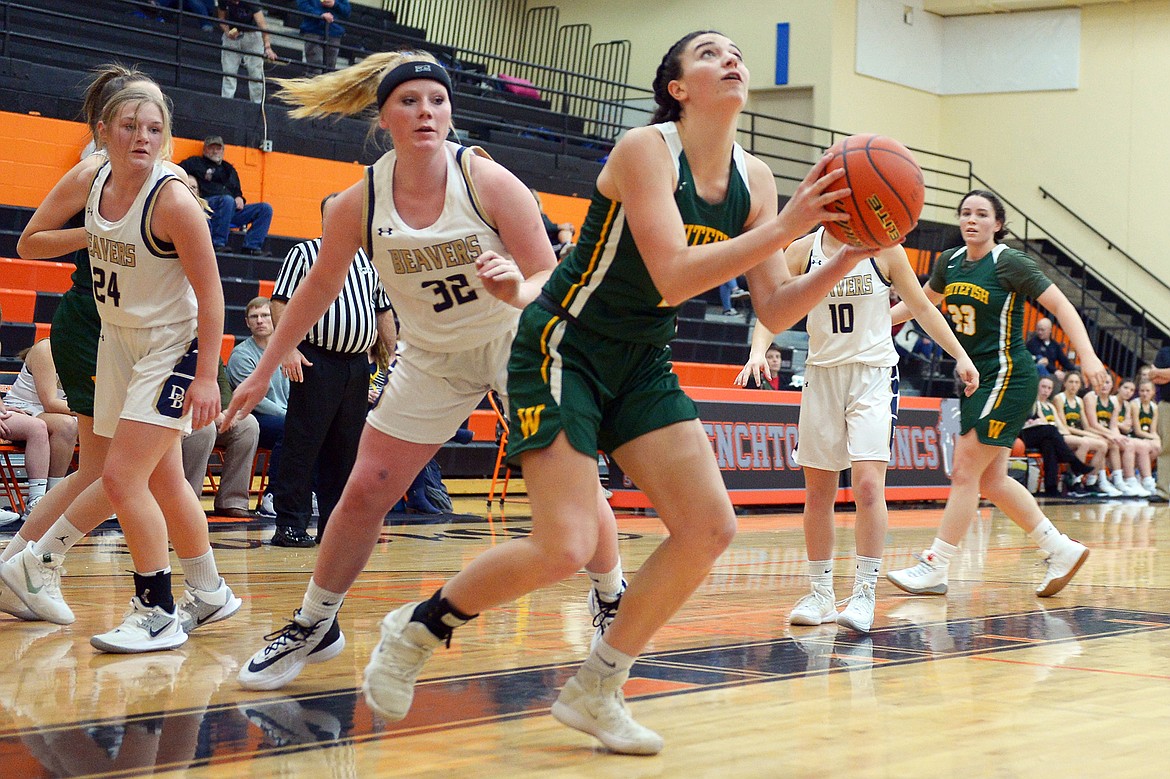 Jadi Walburn goes to the basket against Dillon Saturday. (Jeremy Weber/Hungry Horse News)