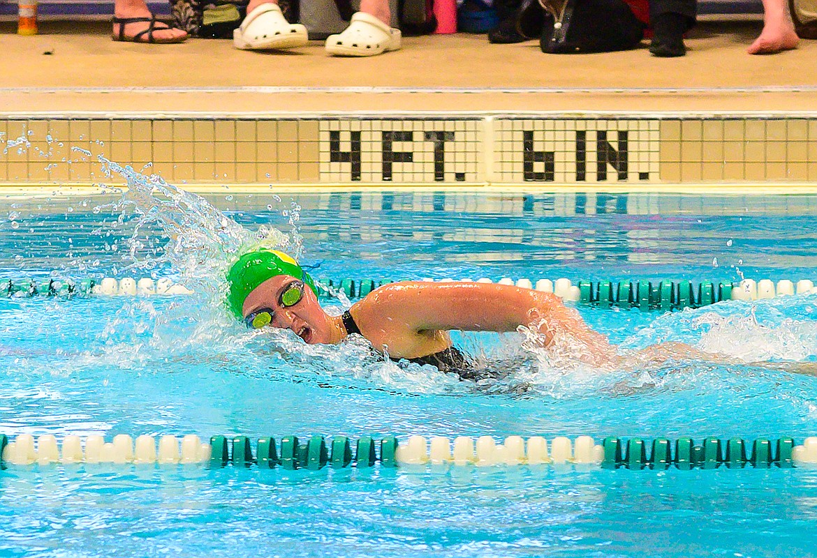 Ada Qunell swims the 500 free for the Bulldogs. (Chris Peterson/Hungry Horse News)