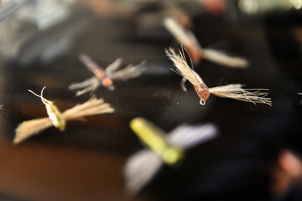 A selection of vintage flies called Bunyan Bugs in a display case at True Water Fly Shop in Kalispell on Tuesday, Dec. 24. Bunyan Bugs were designed in the early 1940s by Missoula resident Norman Means and were featured in the 1992 movie &#147;A River Runs Through It.&#148; (Casey Kreider/Daily Inter Lake)