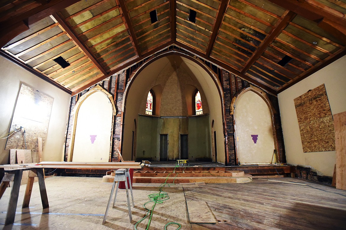 Construction materials inside the sanctuary at St. Matthew&#146;s Catholic Church in Kalispell on Tuesday, Dec. 10. (Casey Kreider/Daily Inter Lake)