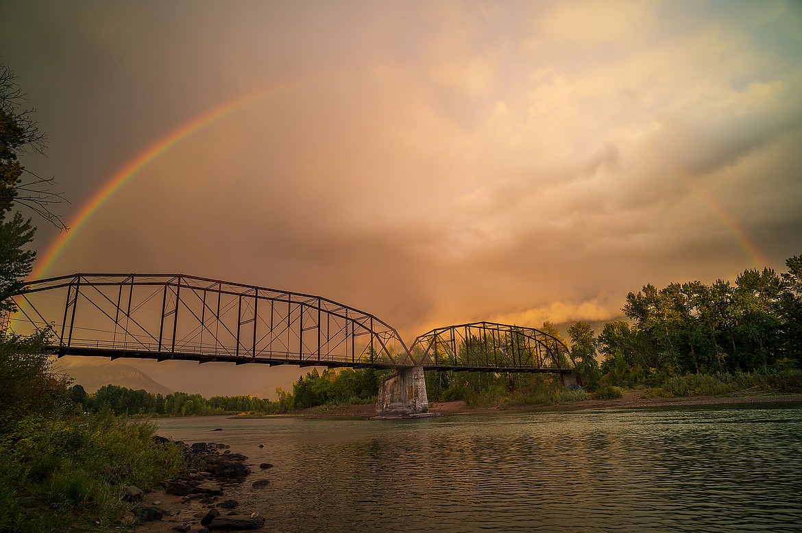 Rainbow over the Red Bridge.