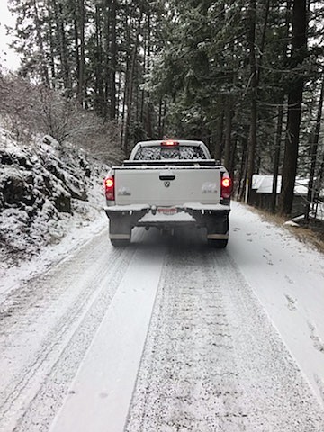 Timothy Lane residents say driving up or down the County road leaves zero room for error. Residents are petitioning the East Side Highway District for relief Jan. 20. (Courtesy of Lori Kay Baehr)