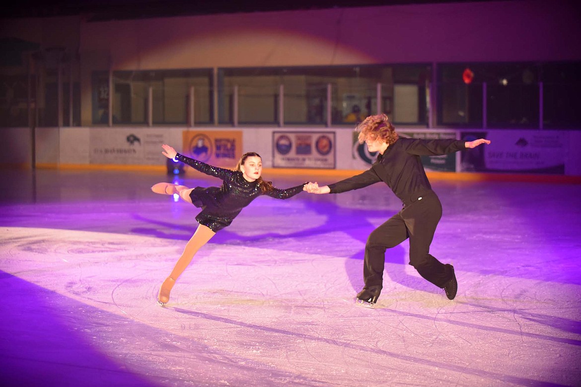 Jade Denker and Willem Gray&#160;skate on the ice together during the Glacier Skate Academy&#146;s &#147;Christmas on Ice&#148; show at Stumptown Ice Den. (Heidi Desch/Whitefish Pilot)