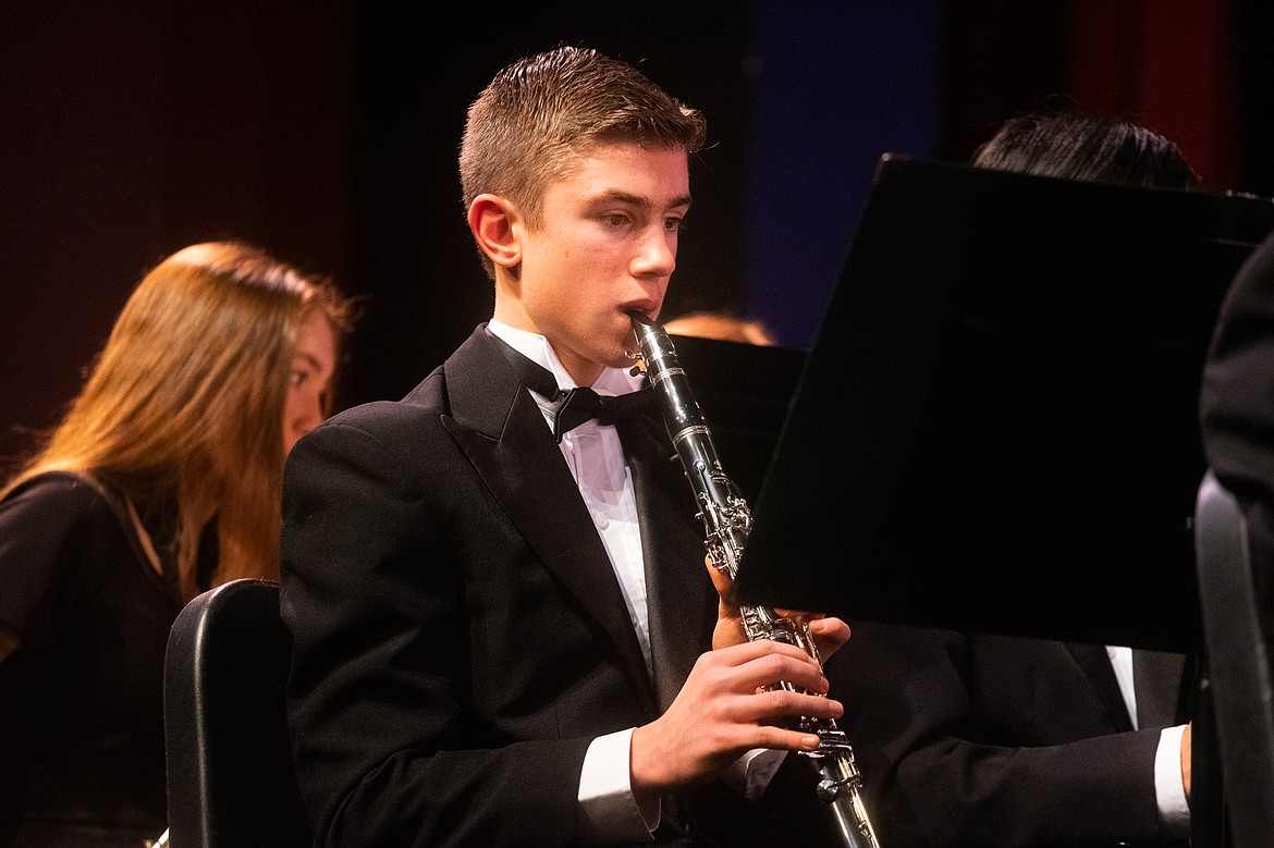 Timothy Nakonechny performs in the Whitefish High School band&#146;s Winter Concert at the Whitefish Performing Arts Center. (Daniel McKay/Whitefish Pilot)