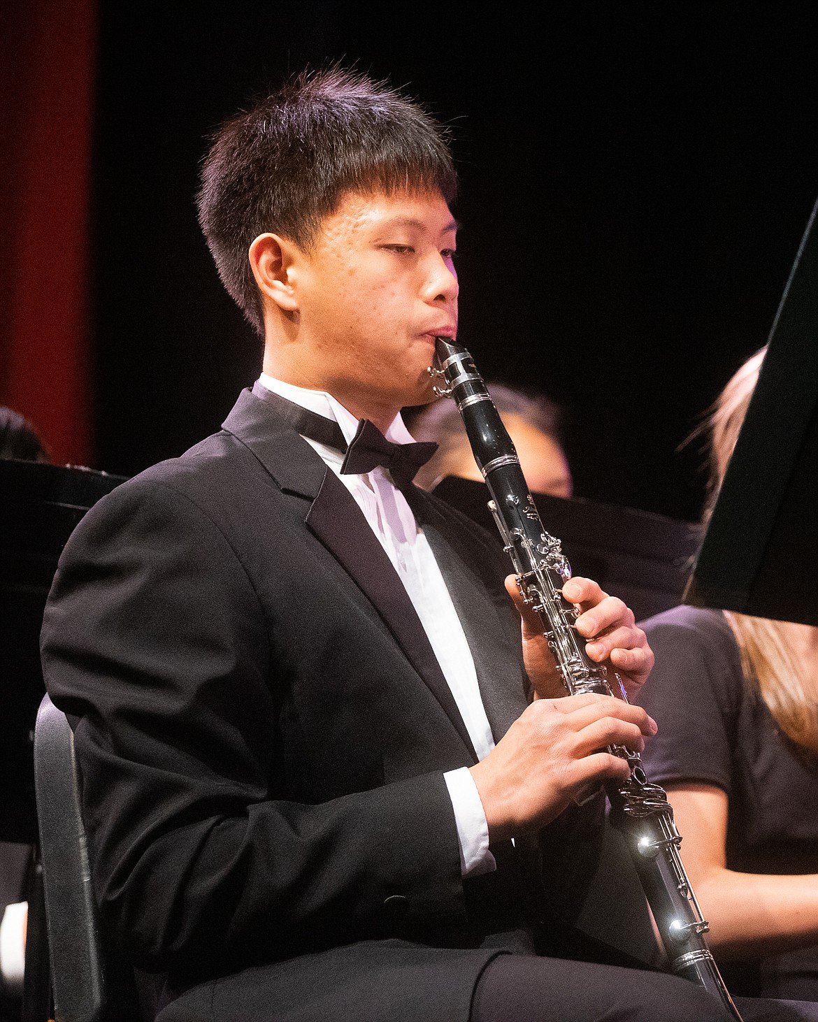 Kyle To plays the clarinet in the WHS band&#146;s Winter Concert recently. (Daniel McKay/Whitefish Pilot)