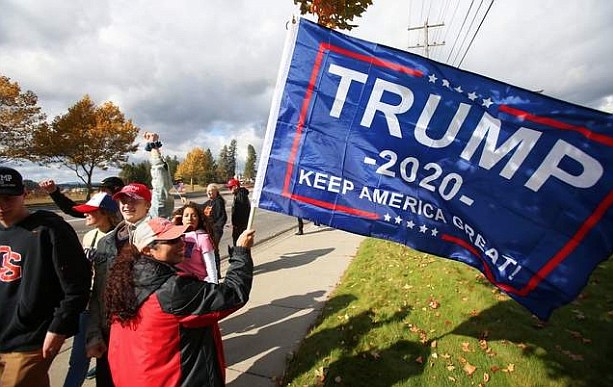 More than 100 showed up for a pro-President Trump rally in October organized by local activist Charlene Baron. Baron is organizing a pro-Second Amendment rally Jan. 20 in Coeur d'Alene, part of a nationwide campaign to show solidarity against proposed gun control laws in Virginia. (LOREN BENOIT/Press)