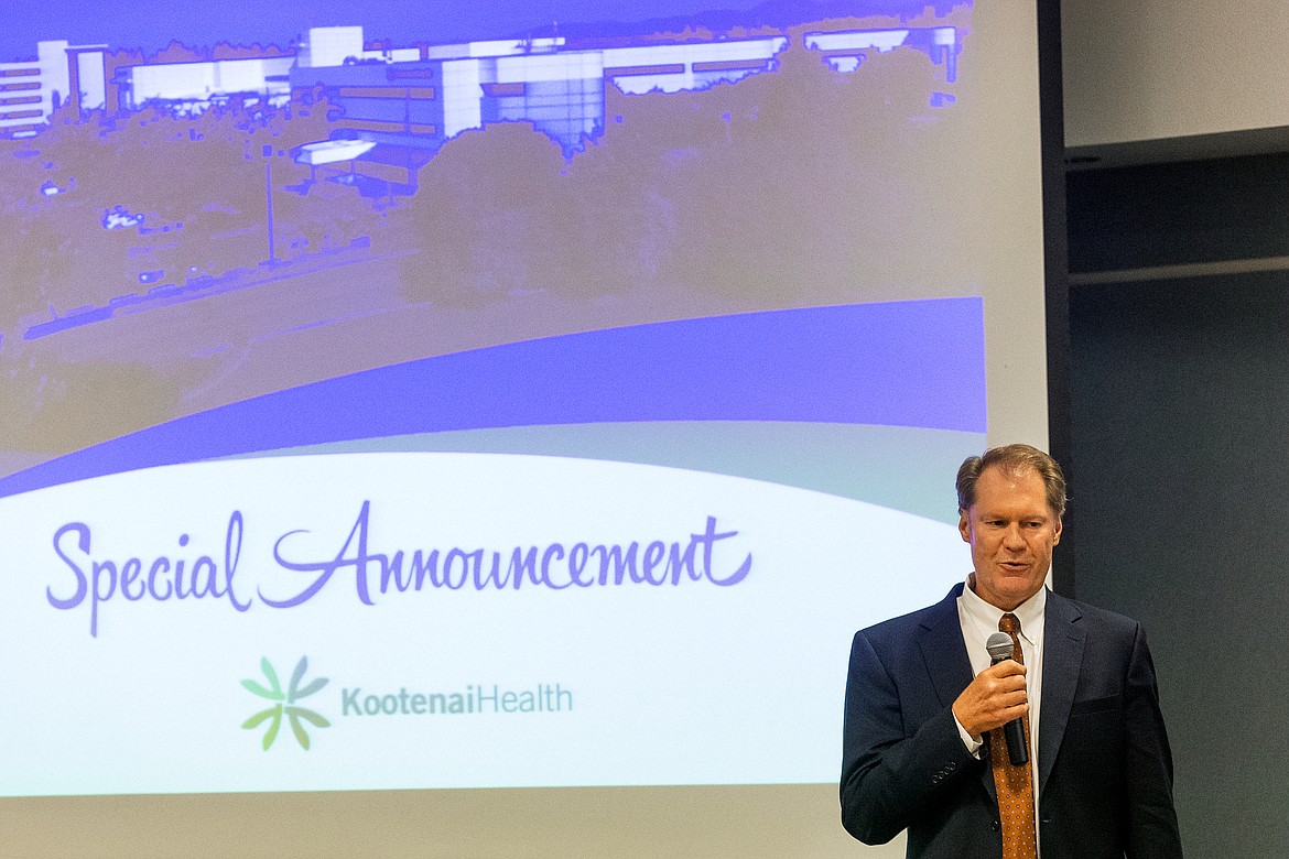 SHAWN GUST/BJNI File
Jon Ness, chief executive officer of Kootenai Health, announces the hospital&#146;s membership with Mayo Clinic Care Network at an announcement event in 2014.