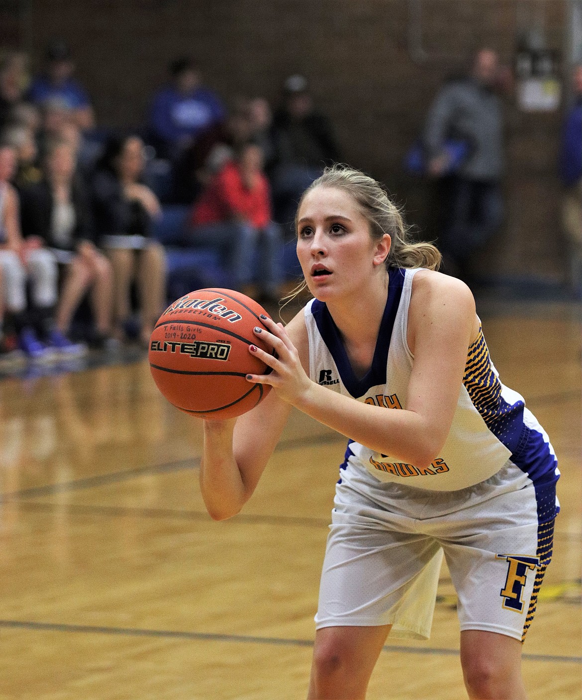 BELLE COOPER about to take a couple free throws against Troy. (John Dowd/Clark Fork Valley Press)