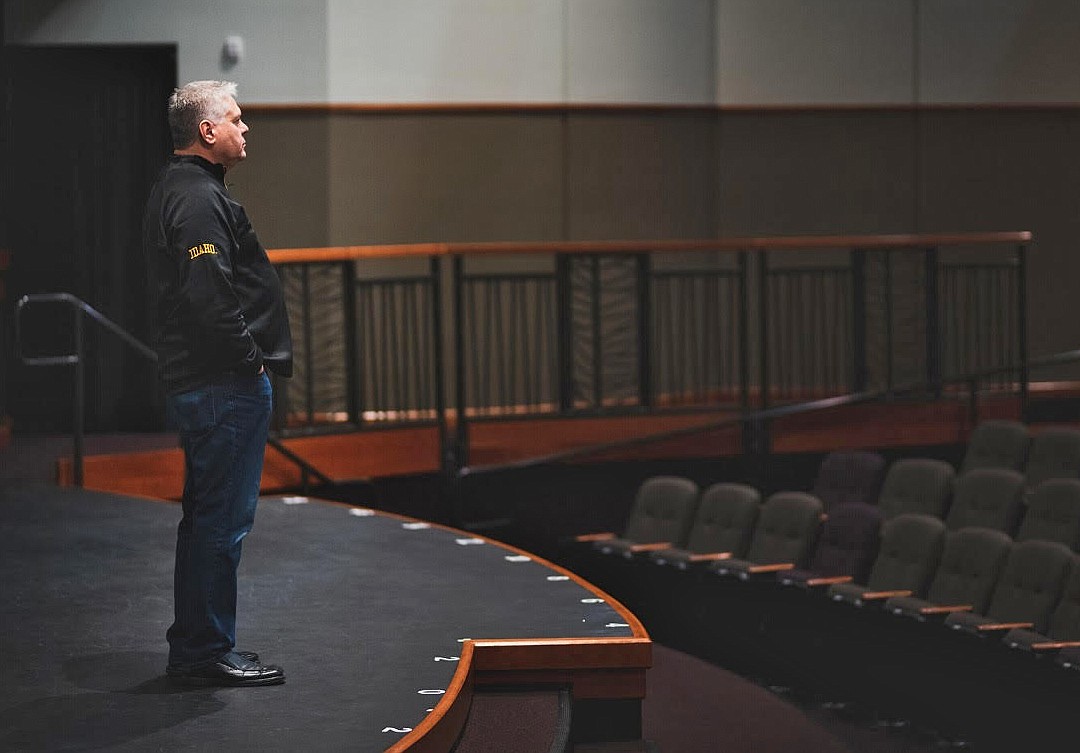 Speaker, author, trainer and event presenter Terry Gurno looks out into the theater where Day of Influence will be held Jan. 9. The free event will highlight several moving stories of hope and resilience to inspire community members as they begin a new year. (Courtesy photo)