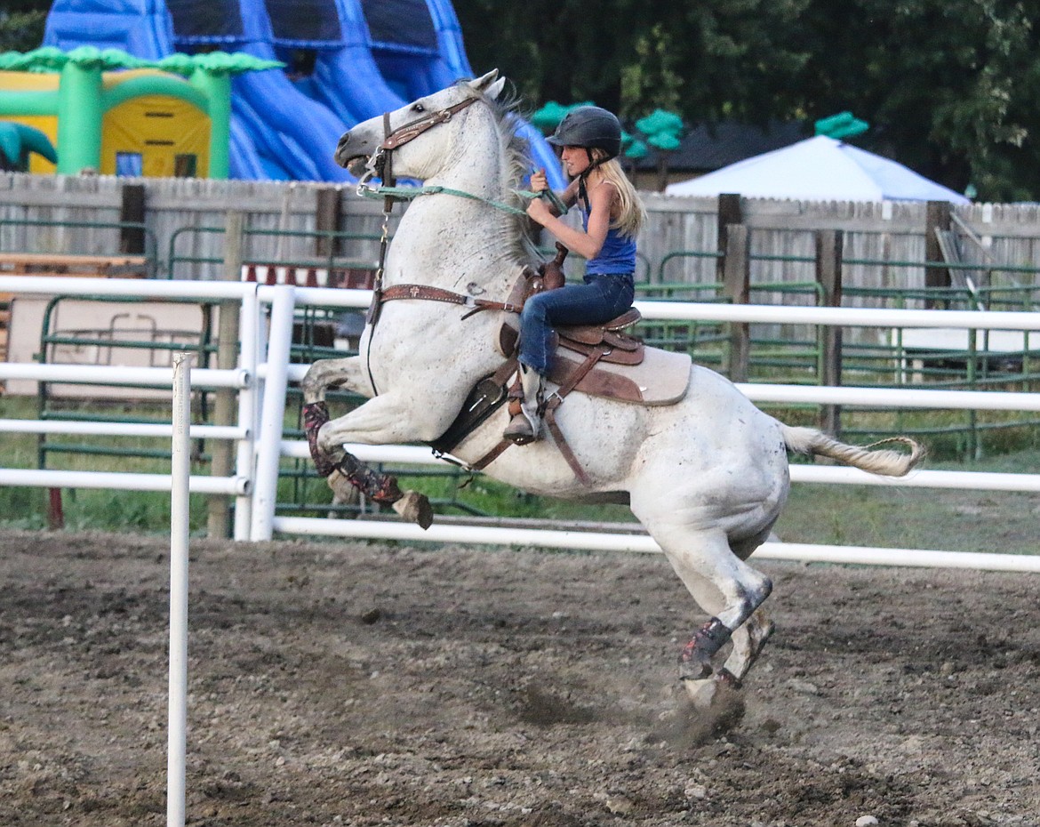 Photo by MANDI BATEMAN
This horse proved to be a handful to handle during the games at the Family Fun Night on Aug. 17, during the Boundary County Fair. More photos highlighting 2019 appear on page A8.