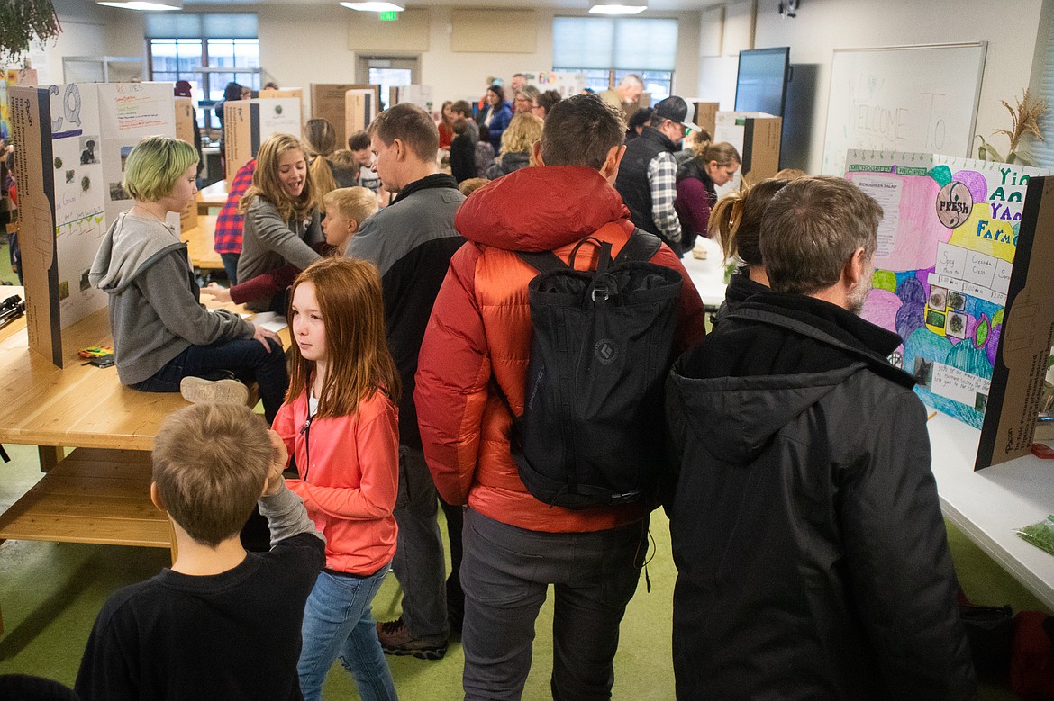 Students and parents packed into the CSE for a fifth grade farmers market last week.(Daniel McKay/Whitefish Pilot)