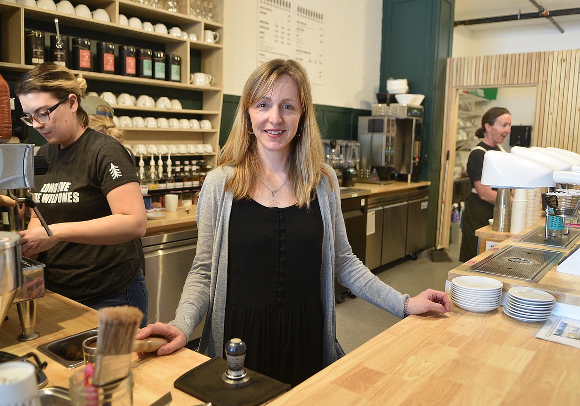 Wild Coffee Company owner Marissa Keenan stands behind the counter inside the caf&eacute;. Keenan, along with her husband Sam Dauenhauer, recently opened the shop at 309 Central Avenue. (Heidi Desch/Whitefish Pilot)