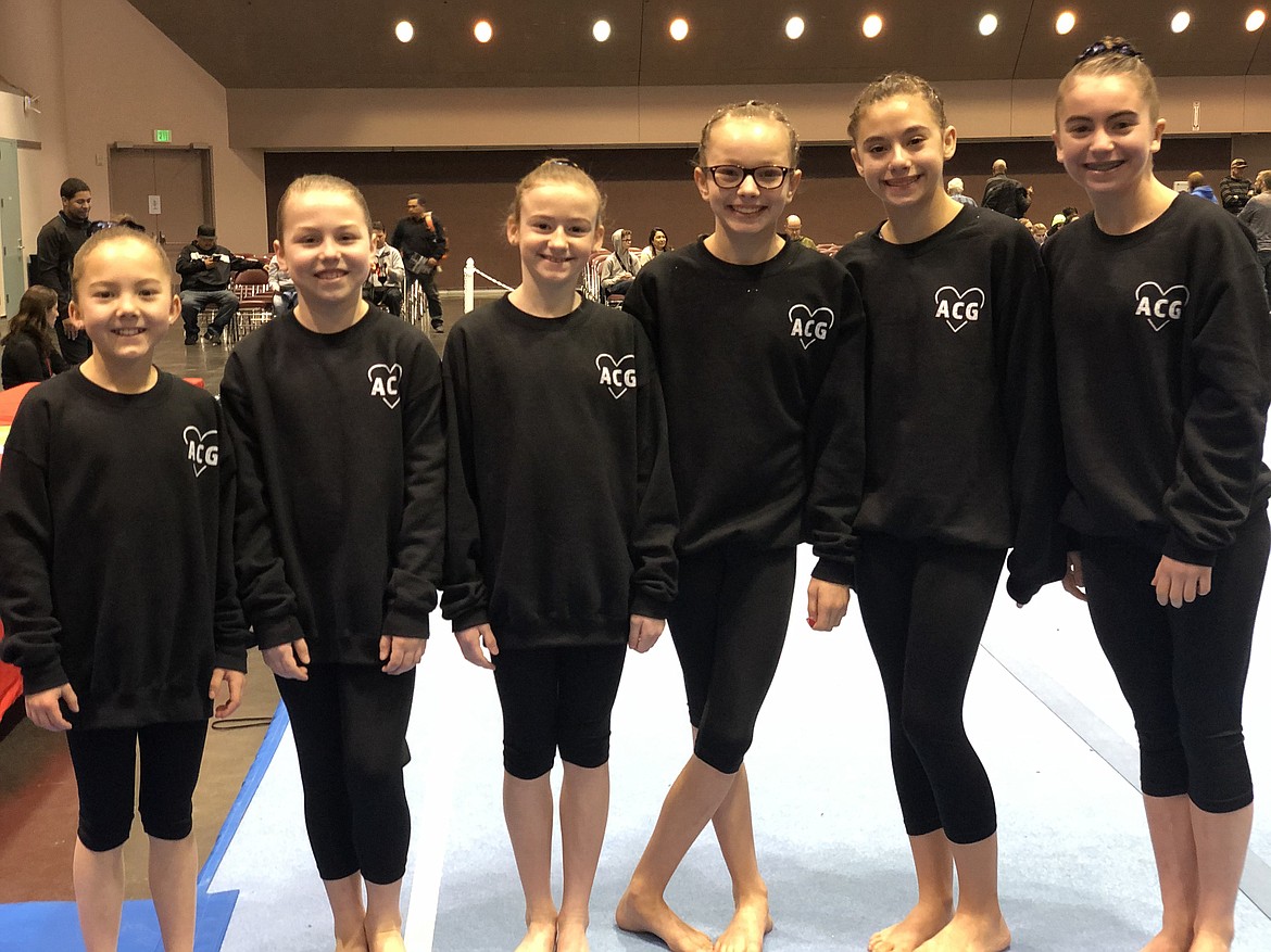 Courtesy photo
Avant Coeur Gymnastics Level 7s at the National Judges Cup in Santa Clara, Calif., from left, Lavi Crain, Monika Gonzales, Sara Rogers, Eden Lamburth, Jazzy Quagliana and McKell Chatfield.