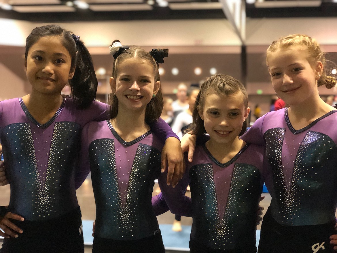 Avant Coeur Gymnastics Xcel Golds at the National Judges Cup in Santa Clara, Calif., from left, Avery O&#146;Halloran, Delaney Adlard, Sage Kermelis and Macie Hoffman.
Courtesy photo