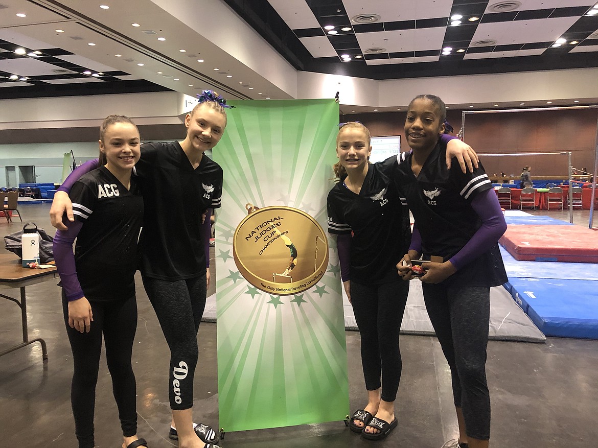 Courtesy photo
Avant Coeur Gymnastics Level 8s at the National Judges Cup in Santa Clara, Calif., from left, Danica McCormick, Maddy Edwards, Lily Call and CC Bullock.