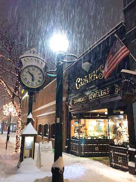 Courtesy of Jane Clark
Clark&#146;s Diamond Jewelers might pay out on a hefty wager the weekend storm. Jane Clark said her store would refund all customer purchases between Nov. 22 and Dec. 31 if it snowed more than 3 inches on Jan. 11. Early estimates pin Saturday snowfall between 3 and 4 inches, which &#151; if confirmed &#151; would cost the Sherman Avenue jewelers approximately half a million dollars.