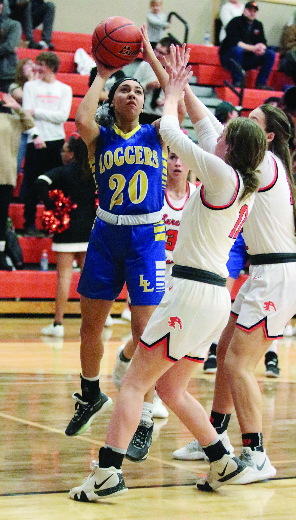 Despite heroics by Olivia Gilliam-Smith, the Lady Loggers fell to the Eureka Lady Lions 41-28, leaving the team at 1-6 for the season. (Photo courtesy Tobacco Valley News)