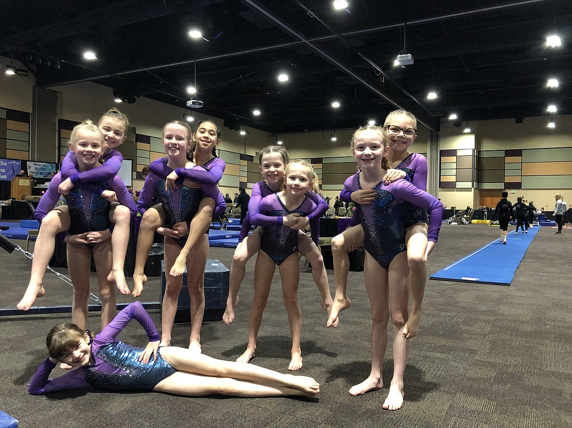 Courtesy photo
Avant Coeur Gymnastics Level 4s at the Wine Country Classic in the Tri-Cities. In the front is Georgia Carr; middle row from left: Avery Hammons, Emily Vaughan, Piper St John and Abby Rogers; and back row from left, Sophia Elwell, Aranie Barragan, Callista Petticolas and Karstin Harmon.