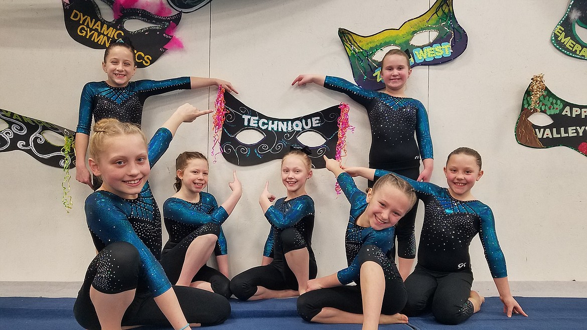 Courtesy photo
Technique Gymnastics Level 3 team at the Flip Festival Jan. 18-19 in Spokane. In the front row from left are Holli Reavis, Karlie Mosqueda, Josslyn Clements, Kendall Tryon and Natalie Prince; and back row from left, Taylynn Lee and Shauna Clark.