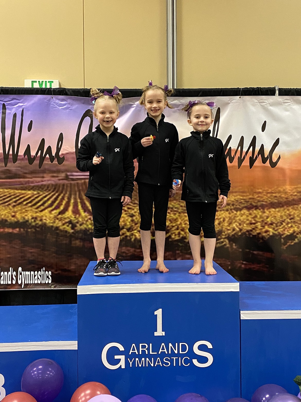 Courtesy photo
Avant Coeur Gymnastics Level 2s took 1st Place Team at the Wine Country Classic in the Tri-Cities. From left are Kaylee Flodin, Addison Evans and Sydney Traub.