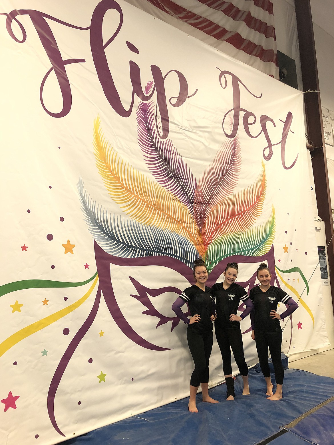 Courtesy photo
Avant Coeur Gymnastics Xcel Platinums at the Dynamic Flip Fest in Spokane. From left are Sammy Pereira, Maya Duce and Hadley Boyer.