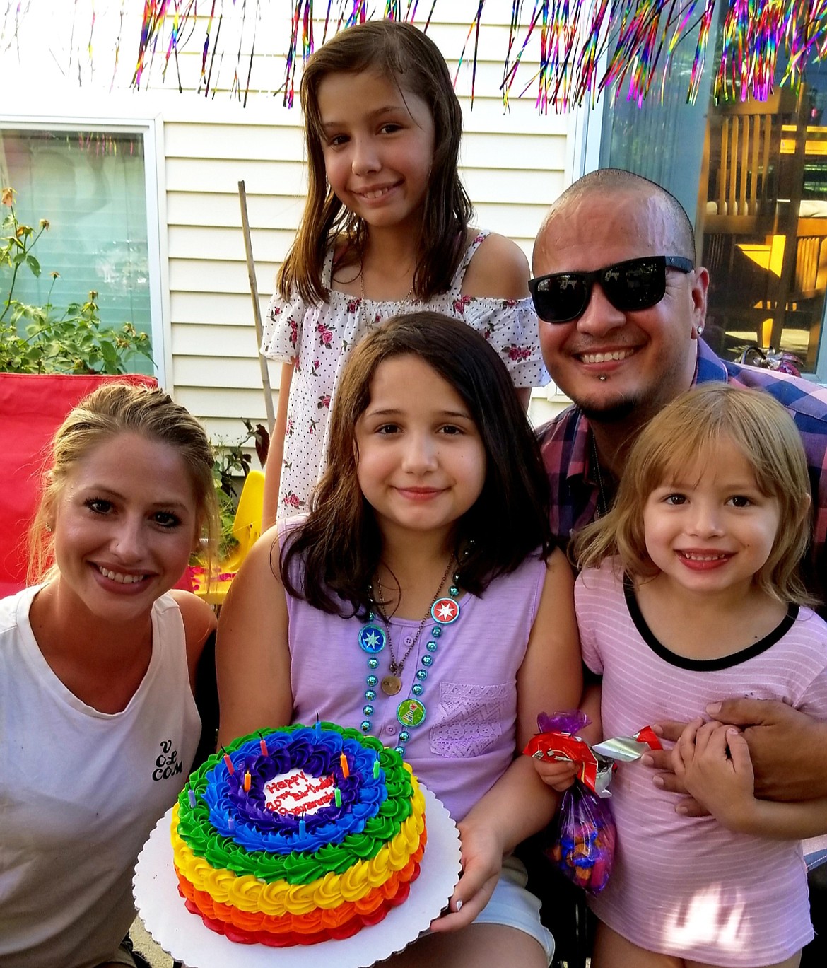 Courtesy photo
The Robles family looks forward to having a normal life again once they find a home after returning to the Inland Northwest later this week. They&#146;re seen here during daughter Savannah&#146;s 10th birthday last summer, just before Serina (standing) was diagnosed with leukemia for the second time. From left: Mom Kellie, Serina, Savannah, dad Ray and Neveah, 5.