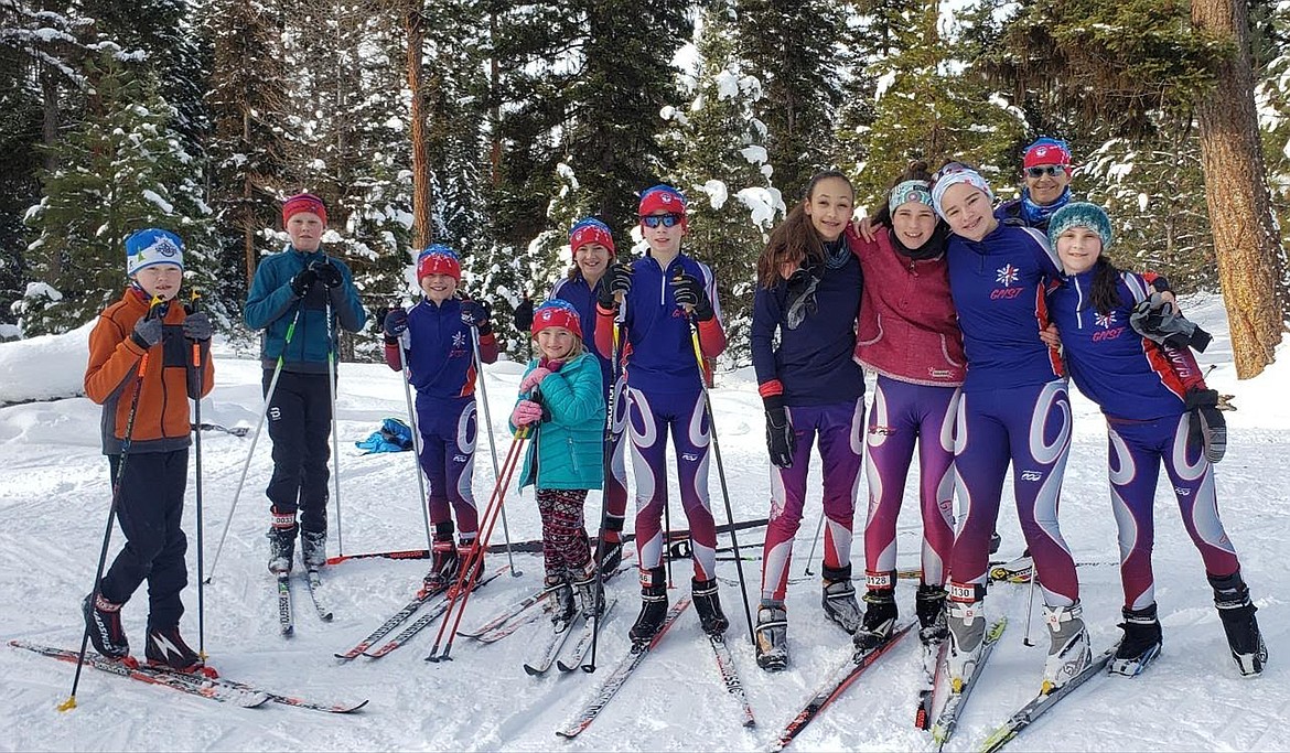 Glacier Nordic Ski Team skiers at the Skiesta in Seeley Lake.